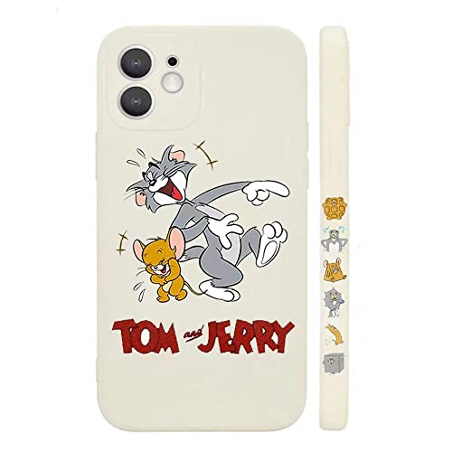 トムとジェリー iPhone13 mini 用 ケース スマホケース アイフォン13ミニ 用 シリコン カバー White