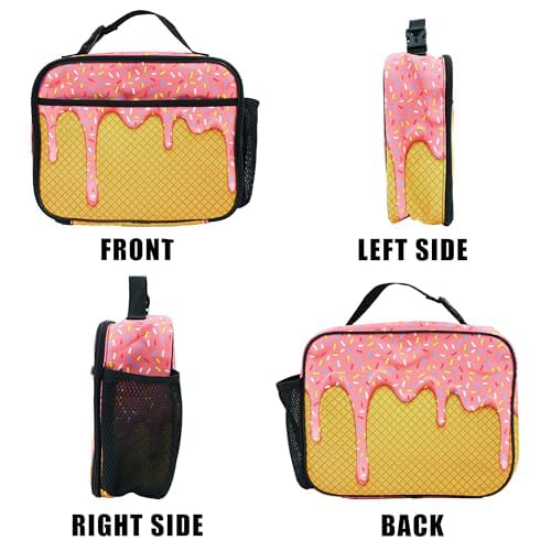 Ice Cream Lunch Bag Insulated Reusable Lunch Box Kids Girls Boys Cooler Thermal Tote Bag For Men Women School Work Picnic