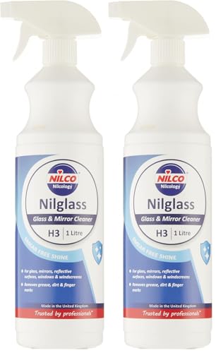 Nilco Nilglass H3 Smear-Free Glass & Mirror Cleaner 1 Litre Trigger Spray Bottle (Pack of 2)