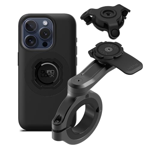 Image of Quad Lock Motorcycle Handlebar Phone Mount PRO - Large with Vibration Dampener and MAG Phone Case for iPhone 15 Pro