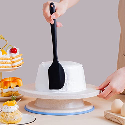 Image of Baskety Silicone Non-Stick Heat Resistant Multi-Purpose Kitchen Tools | Set of 2 Black | Spatula Spoon Big 28cm + Spatula Small 20.6cm for Cooking & Baking