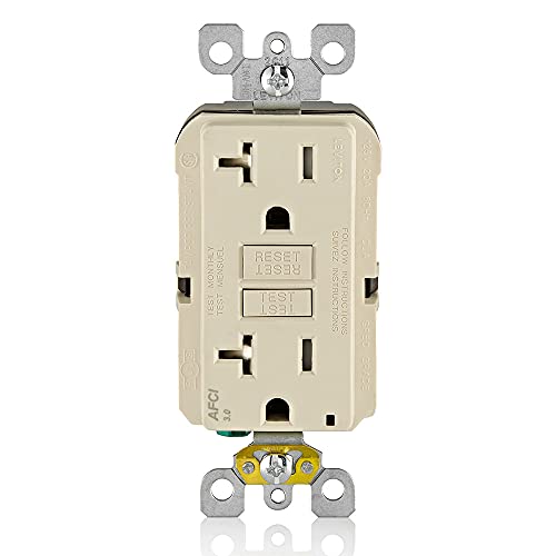 Image of Leviton AFCI Outlet, 20 Amp, Self Test, Tamper-Resistant with LED Indicator Light, Protection from Electrical Fires, AFTR2-T, Light Almond