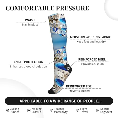 Greek Island Sea View Print Compression Socks,Compression Ankle Support Socks,For Men Women Running Athletic3