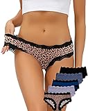 ADOVAKKER Women's Underwear Low Rise Lady Micro Smooth Breathable Briefs Hipster Panties Multipack Printing J-L