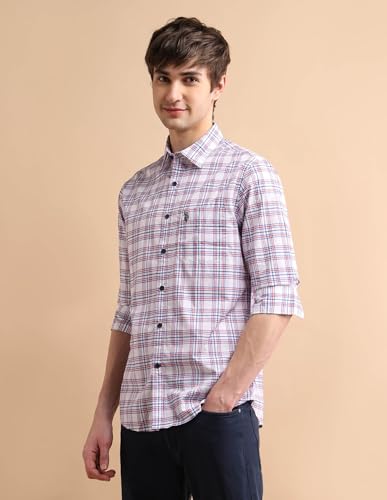 Image of U.S. POLO ASSN. Checked Regular Fit Cotton Shirts for Men - 100% Cotton, Full Sleeve Mens Casual Shirts
