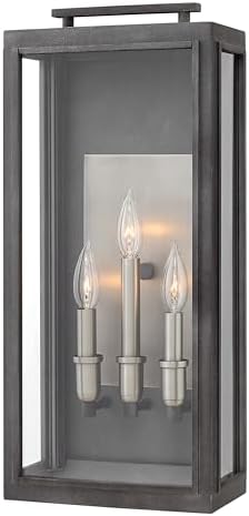 Hinkley Sutcliffe Collection 22" Three Light Outdoor Large Wall Mount, Aged Zinc