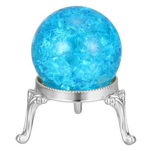 Boule en verre craquelé glacé PATIKIL 40mm et son trépied métal