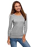 Tipo de escote: Redondo oodji Ultra Mujer Jersey con Escote Barco de Punto Calado en Hombros, Gris, ES 34 / XXS