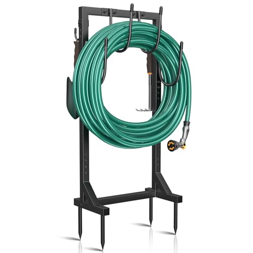 Winpull Garden Hose Holder Water Hose Holder with 4 Spikes, Freestanding Hose Hanger Outdoor Hold...