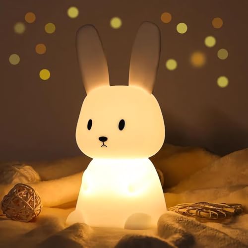 Image of DotCom Kids Night Light Lamp | Rechargeable LED Bedside for Children's Bedroom | Ideal Gift for Boys, Girls, Toddlers, and Nursery (Bunny Lamp)