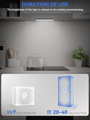 Image of Under Cabinet Lights - Motion Sensor Closet Lights, OxyLED Wireless Stick-on Anywhere Battery Operated 10 LED Motion Sensor Night Light, Safe Lights for Cabinet Wardrobe Stairs (2 Pack)