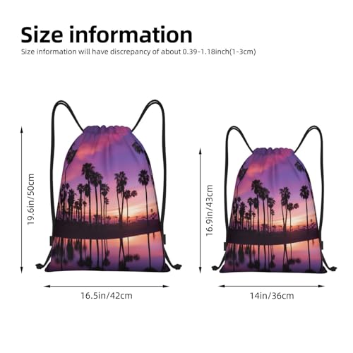 Purple Sunset print Drawstring Bag Sack Gym Bag Ditty Bag for Gym Traveling, Hiking, Yoga, Shopping for Adult4