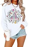 SFHFY Magic Kingdom Sweatshirt Women: Princess Sweater Lightweight Magical Castle Pullover Family Vacation Shirt Top White