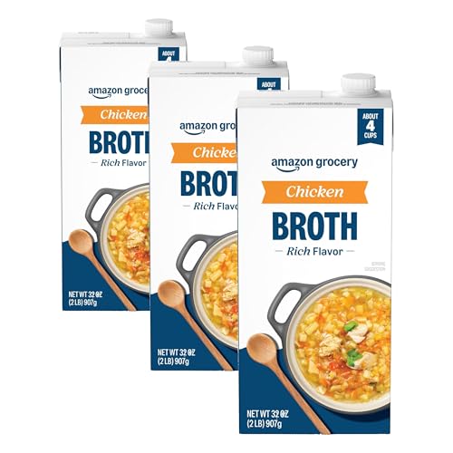 Amazon Grocery, Chicken Broth, 32 Oz (Pack of 3)