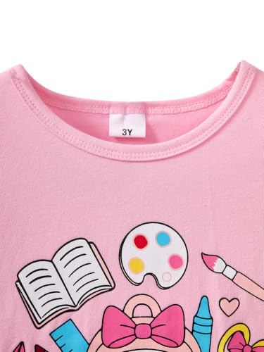 Image of Little Girls 2 Piece Outfits Ruffle Sleeve Unicorn Sweatshirts Top and Leggings Set School Outfits Kids Clothing Set