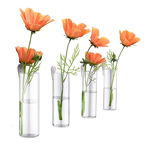 Ivolador 4PCS Wall Hanging Glass Plant Terrarium Container Cylinder Shape Perfect for Propagating