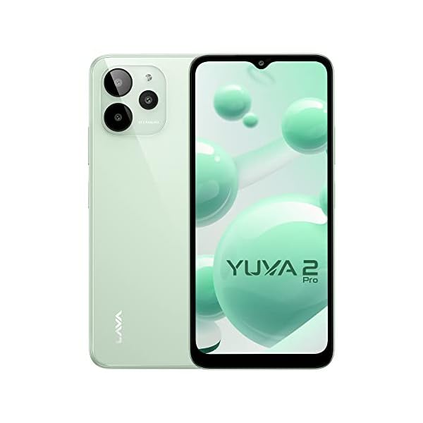 Lava Yuva 2 Pro (Glass Green, 4GB RAM, 64GB Storage)| 2.3 Ghz Octa Core Helio G37| 13 MP AI Triple Camera |Fingerprint Sensor| 5000 mAh Battery| Upto 7GB Expandable RAM