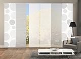 Vision S 96553 | 6er-Set Schiebegardinen Borden | halb-transparenter Stoff in Bambus-Optik | 6X 260x60 cm | Farbe:, Farbe:grau