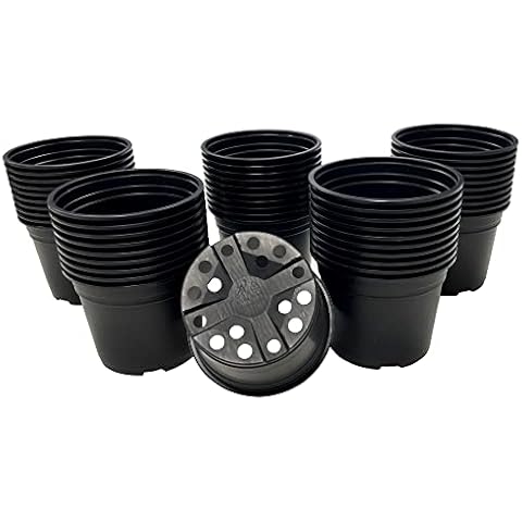 Recycled Plastic Garden Plant Pot - Thermoform Planter Flower Pots - Indoor Outdoor Gardening Planters Plants Container - Capacity: 2L, Black - Value Pack of 50 Cover