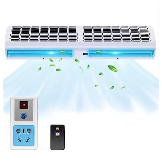 CUPLES Ventilador para puerta con cortina de aire, cortina de aire montada en la pared, control remoto silencioso de doble velocidad, viento natural de bajo ruido, para supermercado, restaurante