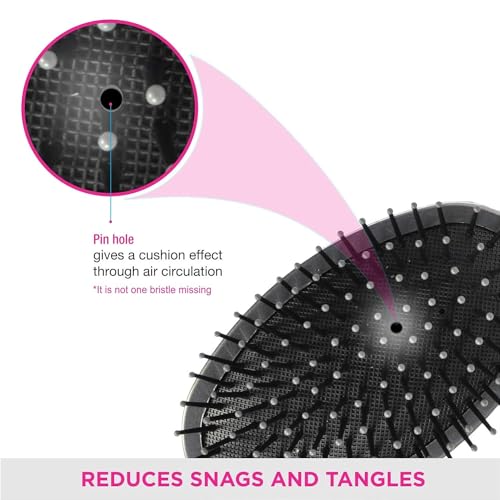 Image of Paddle Hair Brush with Back Mirror for Makeup- Portable Cushioned Hair Comb Brush for Men & Women, Ultra Soft & Flexible Nylon Bristles Great for Travel Detangling Hair Comb for All Hair Types