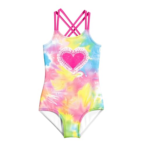 Image of LQSZ Girls One Piece Swimsuits Quick Dry Beach Bathing Suit Cross Shoulder Strap Swimwear