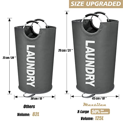 Maxsilan 125L X-Large Laundry Basket Bag, Collapsible Tall Hamper, Dark Grey by Maxsilan - Used condition - Image 3