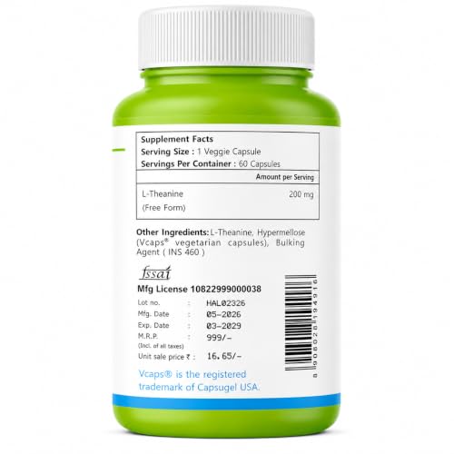 Image of L-Theanine 200 mg | High Bioavailability Formula | Promotes Calm, Focus & Relaxation | Haleup USA, 240 capsules (60 count X 4)
