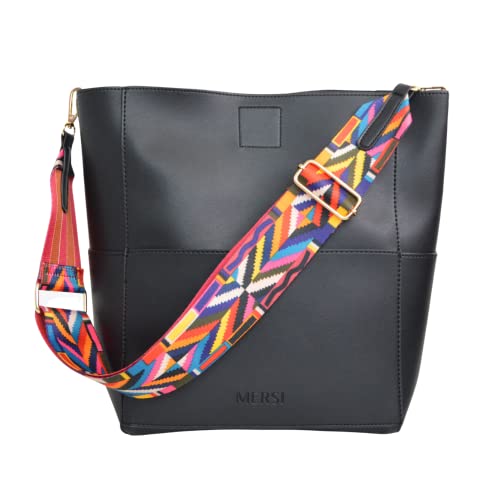 Mersi Demi Bucket Purse - Vegan Leather Bucket Bag With A Detachable Mini Pouch - Two Adjustable Shoulder Straps - Elevate With This Versatile And Chic Companion For Any Occasion - Black #TOP7