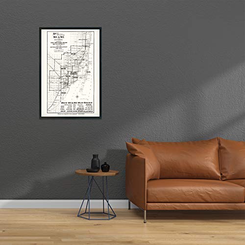 Historix Vintage 1925 Miami Map Poster - 24X36 Inch Vintage Map Of Miami Florida - Map Of The City Of Miami And Environs Showing Greater Miami Fl Development & Estimated Expansion #TOP4