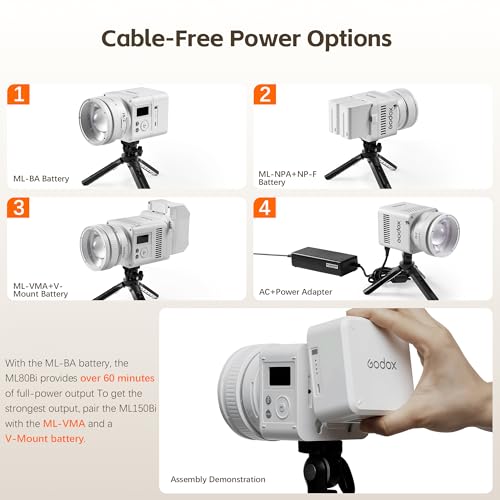 Image of GODOX ML150Bi LED Video Light BI-Color 2800K-6500K,Portable Handheld Led Photo Monolight,CRI 96+ TLCI 96+,61054Lux@1m,Support NFC&APP, for Photographers,Filmmakers,Studios