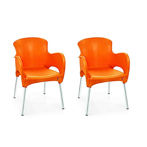 Image of Cello Xylo Chair Set Pack of 2 - Orange | Strong and Durable | Easy to Clean | Chair for Living Room, Bed Room, Kitchen, Office Room, Outdoor | 3 Years Warranty