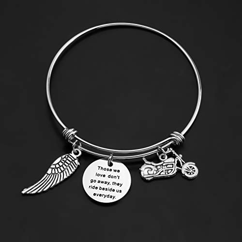 POTIY Motorcycle Memorial Gift Sympathy Jewelry Those We Love Don't Go Away Bracelet in Memory of Brother Dad Husband Gift3