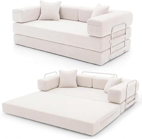 YINIX Sofá Cama 3 Plazas de 200cm, Sofá de Suelo Modular de Pana ...
