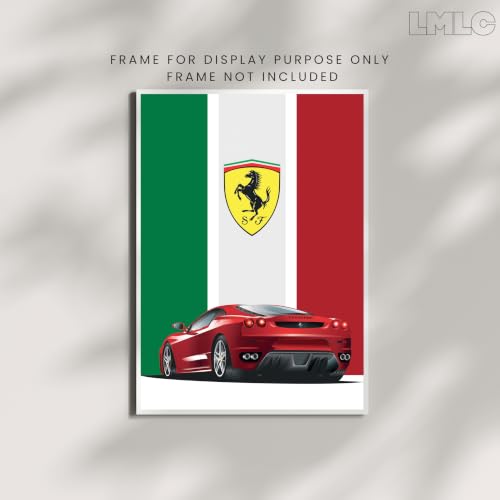 Image of Live Mad Live Crazy Ferrari Portrait Single Wall Paper Poster, A3 Size, 16.5L X 11.7W Inches Unframed Art Prints - Home, Bedroom, Living Room & Decor - Aesthetic, Matt Finish, Frame Not Included