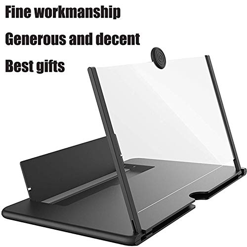 12\" Cell Phone Screen Magnifier,3D HD Mobile Phone Magnifier Projector Screen for Movies, Videos, and Gaming–Universal Foldable Phone Stand with Screen Amplifier–Supports All Smartphones (Black, 12\")