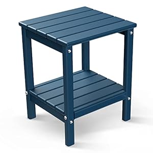 Adirondack Side Table HDPE Weather Resistant Outdoor Table 2 Shelf Plastic End Table for Poolside Indoor Outside Front Porch Living Room Patio Backyard Campfire 14 x 13 inch Blue