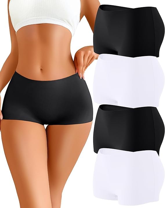 Womens Seamless Boy Shorts Underwear Soft Stretch No Show Boxer Shorts Briefs Panties for Ladies 4 Packs-image-40