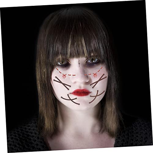 ADOCARN 8 Folhas Adesivos De Rosto De Halloween Favores De Festa De Halloween Decoração De Horror De