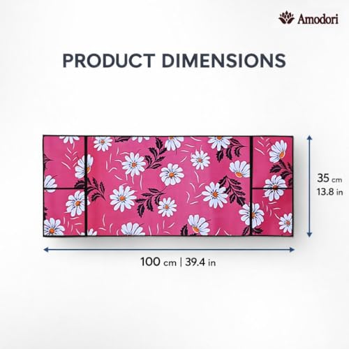 Image of Microwave Oven Top Cover 35x100 cm | Wipe Clean Fabric | 4 Utility Pockets (Floral-21)