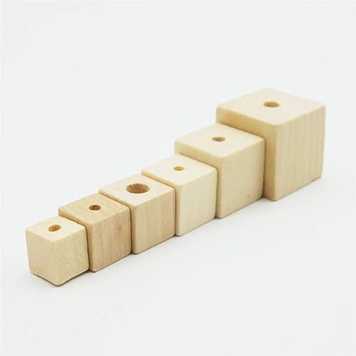 Miniatura 8 de SUPVOX 100 cuentas cuadradas de madera natural en blanco con agujeros para joyas, collares, creaciones, manualidades y proyectos de bricolaje