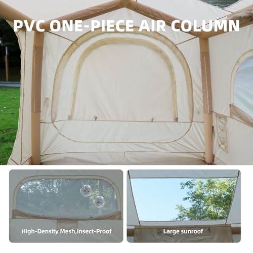 Carpa Inflable para Camping, 4-6 Personas, Tejido Oxford Beige miniatura 6