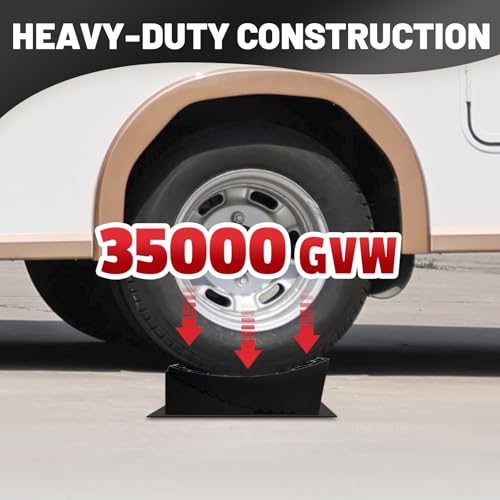 Image of ROBLOCK RV Leveling Blocks Up to G.V.W 35000 LBS, Camper Leveling Blocks with Chocks, Anti-Slip Mats, Carry Bag, RV Leveling System for Travel Trailers, 4 inch Max Leveling Height, 2 Packs, Black