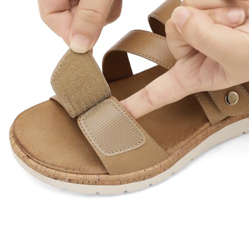 Image of UBFEN Womens Slides Sandals Comfortable Low Wedge Arch Support for Walking | Soft Cushioned Insoles, Adjustable Straps, Slip On for Summer, Casual, Home, Quick Outings