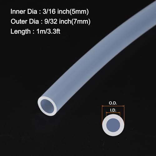 Image of 3.3ft 3 /16 inch ID x 9 /32 inch OD Silicone Tubing Clear 5mm x 7mm Industrial Plastic Tubing Pure Silicone Hoses for Pump Siphoning Draining Irrigation Brewing
