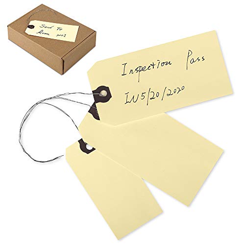 INNOVART Shipping Tags Double Wired 2 3/4” x 1 3/8“, Manila Wire Tags with Reinforced Eyelet, Manila Tags Case of 1000