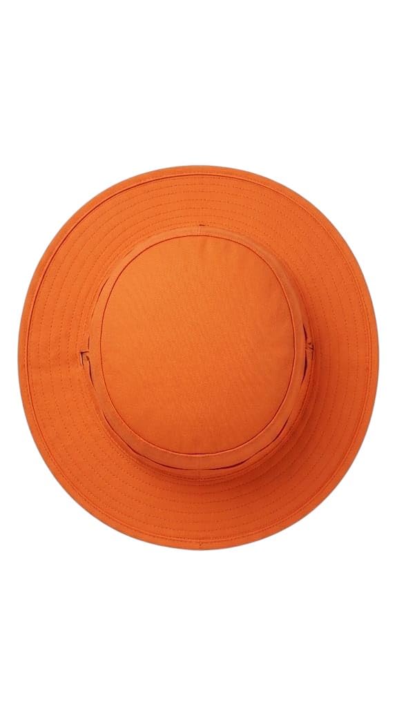 Round Orange Umpire Hat Cap for Sports Cricket/Round Orange Cap for Padh Yatra/Men's Cricket Umpire Cotton Hat-image-4