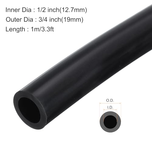 Image of 3.3ft 1 /2 inch ID x 3 /4 inch OD Silicone Tubing Black Industrial Plastic Tubing Pure Silicone Hoses for Pump Siphoning Draining Irrigation Brewing
