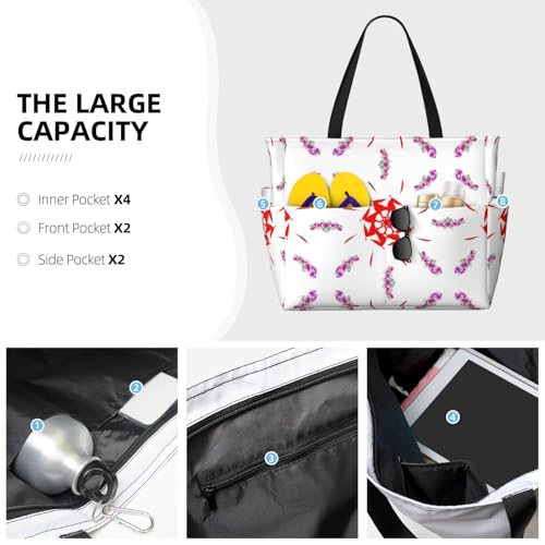 Large Capacity Beach Bag Women Print Tote Bag Waterproof Beach Bag Reusable Travel BagSpinning flowers3