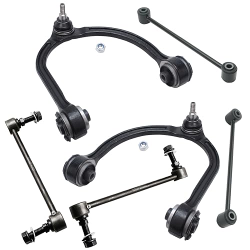 Image of Detroit Axle - AWD Control Arms Kit for Chrysler 300 Dodge Challenger Magnum Charger, 2 Front Upper Control Arms w /Ball Joint 4 Front and Rear Stabilizer Sway Bars Replacement - 6pc Set